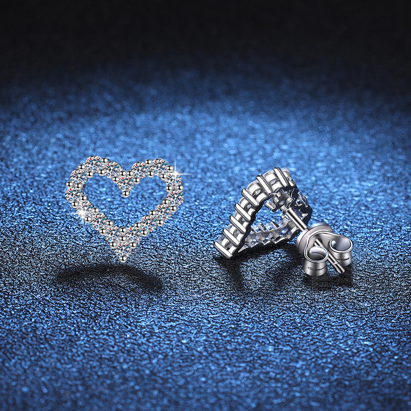 Open Heart Sparkle Stud Earrings