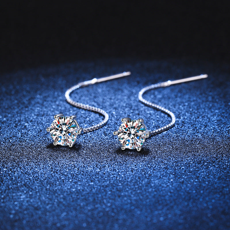 Threadline Solitaire Drop Earrings