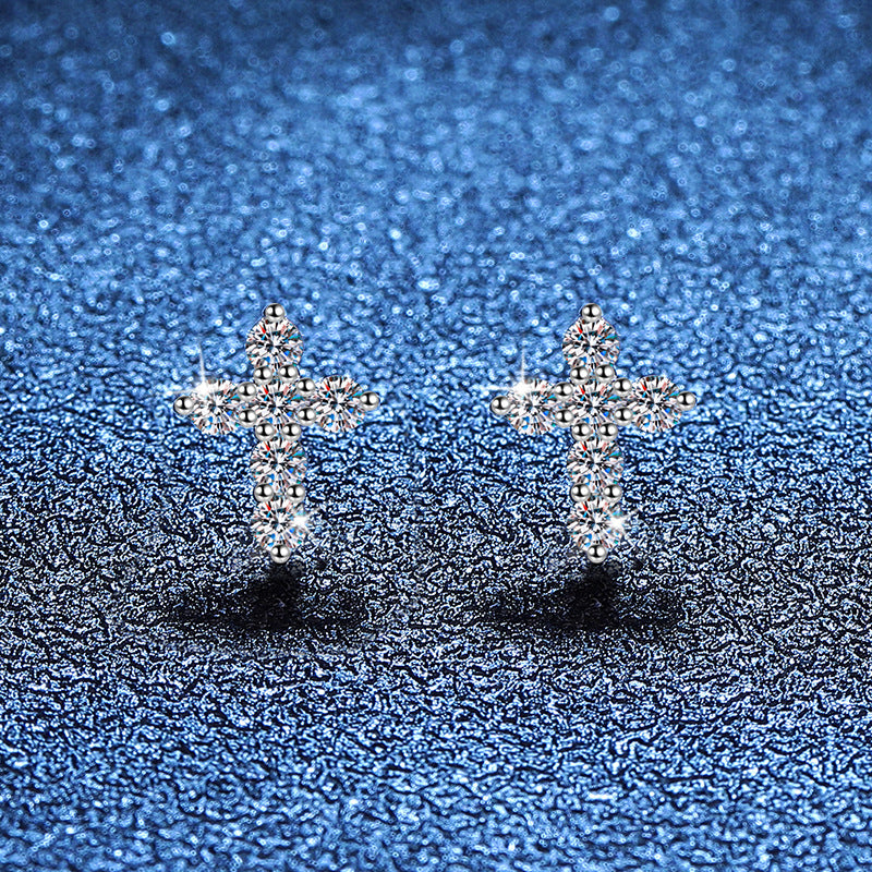 Cross Sparkle Stud Earrings
