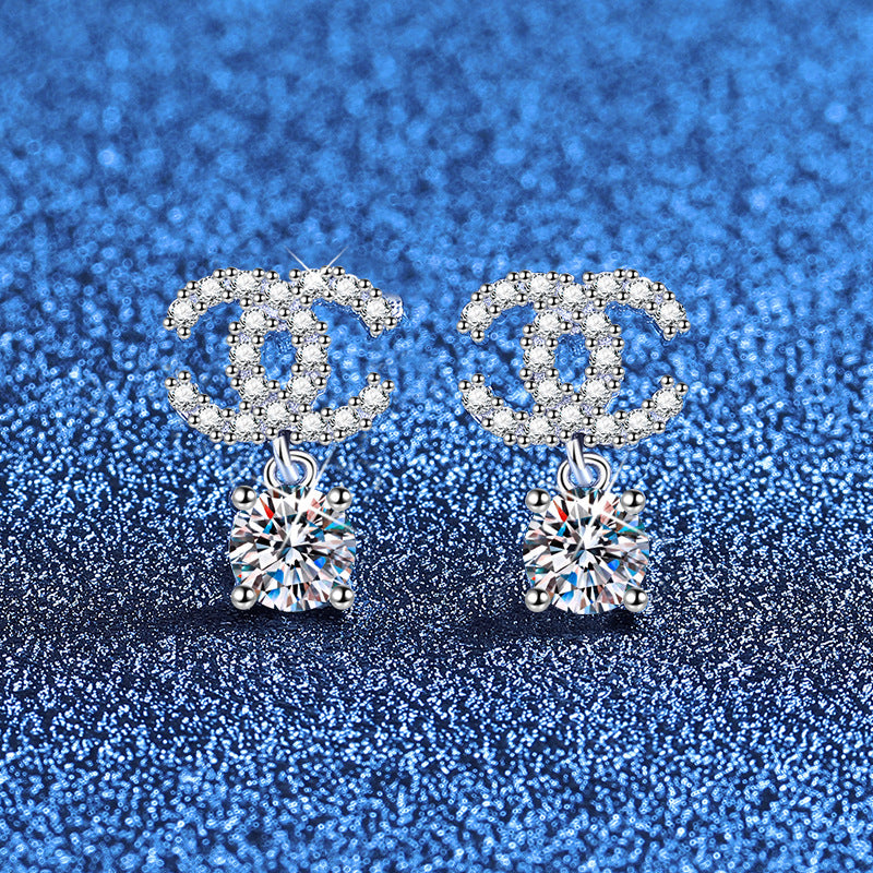 Icon Letter Drop Sparkle Stud Earrings