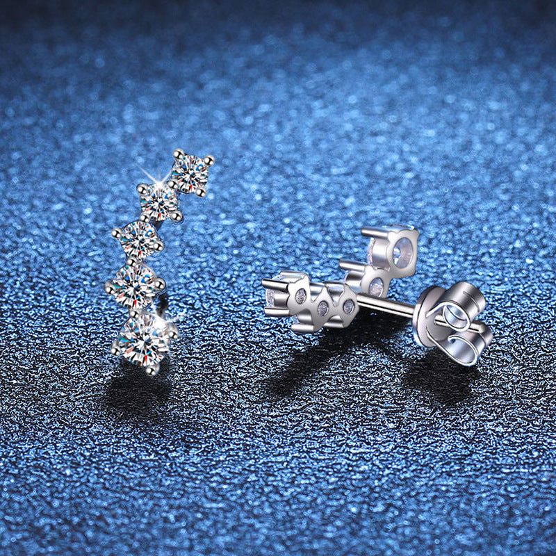 Crescent Leaf Sparkle Stud Earrings