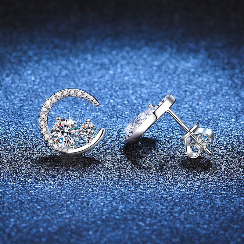 Moon Arc Sparkle Stud Earrings