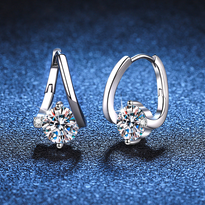 Solitaire Huggie Sparkle Hoop Earrings