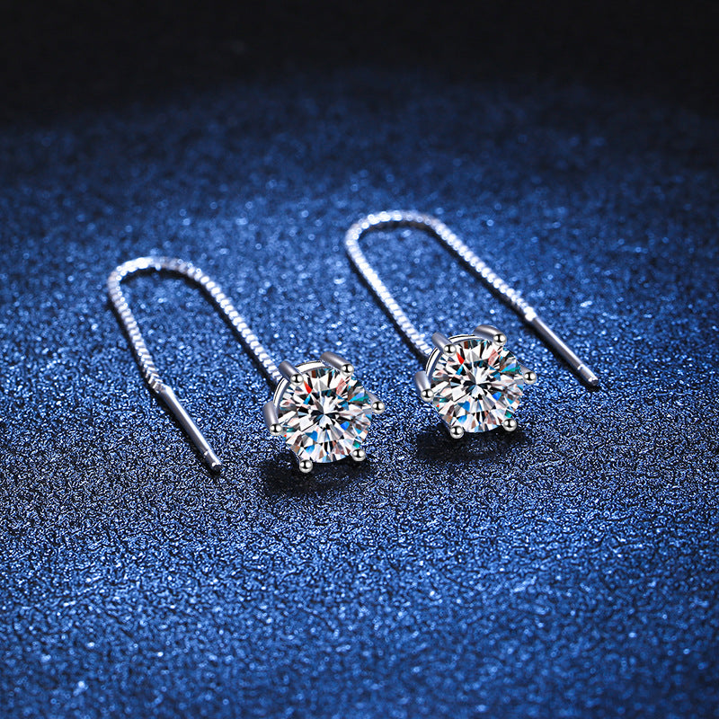 Threadline Solitaire Drop Earrings