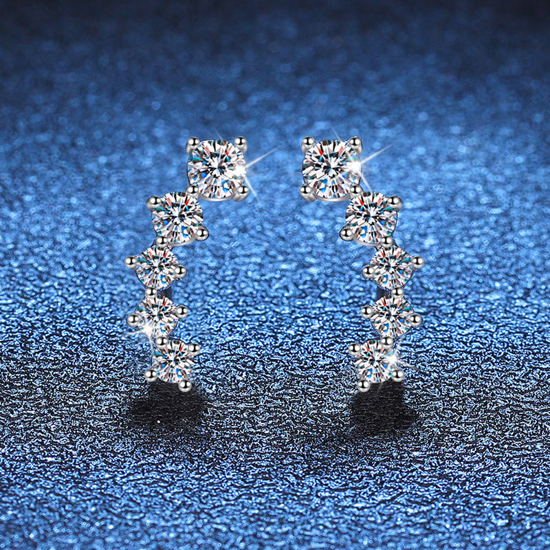 Crescent Leaf Sparkle Stud Earrings