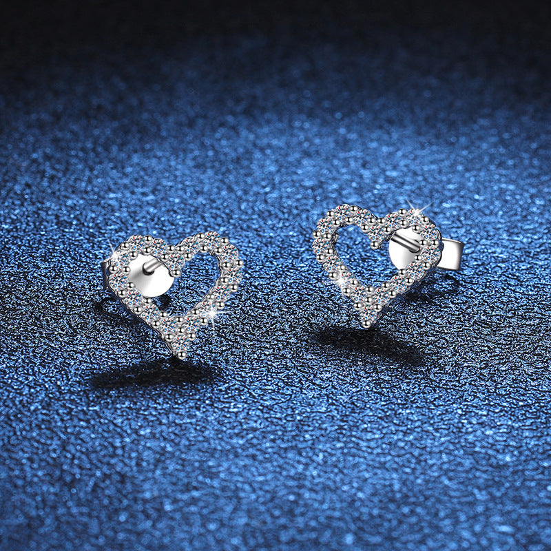 Open Heart Sparkle Stud Earrings