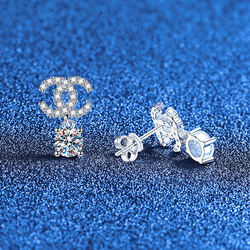 Icon Letter Drop Sparkle Stud Earrings