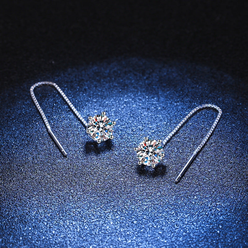 Threadline Solitaire Drop Earrings