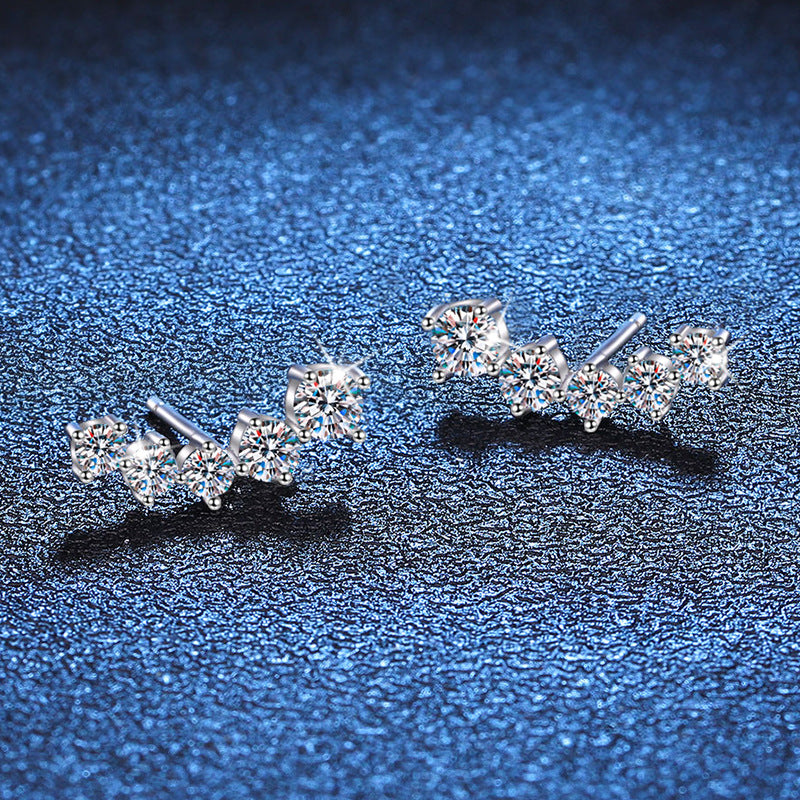 Crescent Leaf Sparkle Stud Earrings