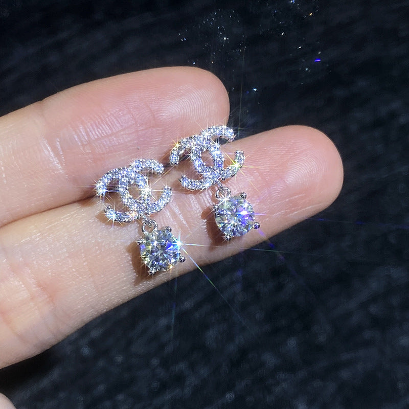 Icon Letter Drop Sparkle Stud Earrings