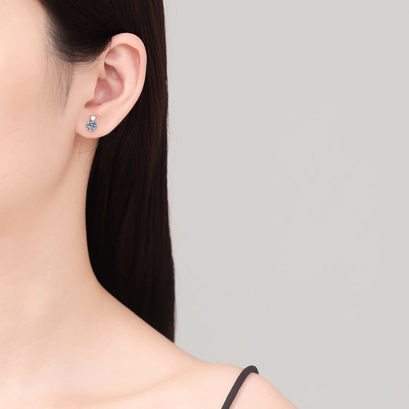 Heart Crown Solitaire Stud Earrings