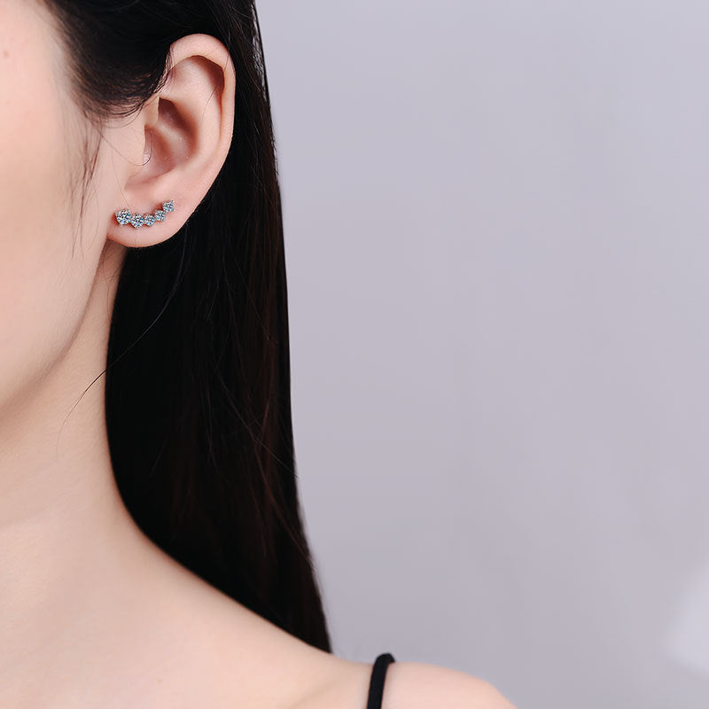 Crescent Leaf Sparkle Stud Earrings
