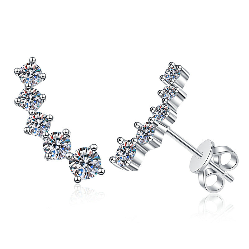 Crescent Leaf Sparkle Stud Earrings