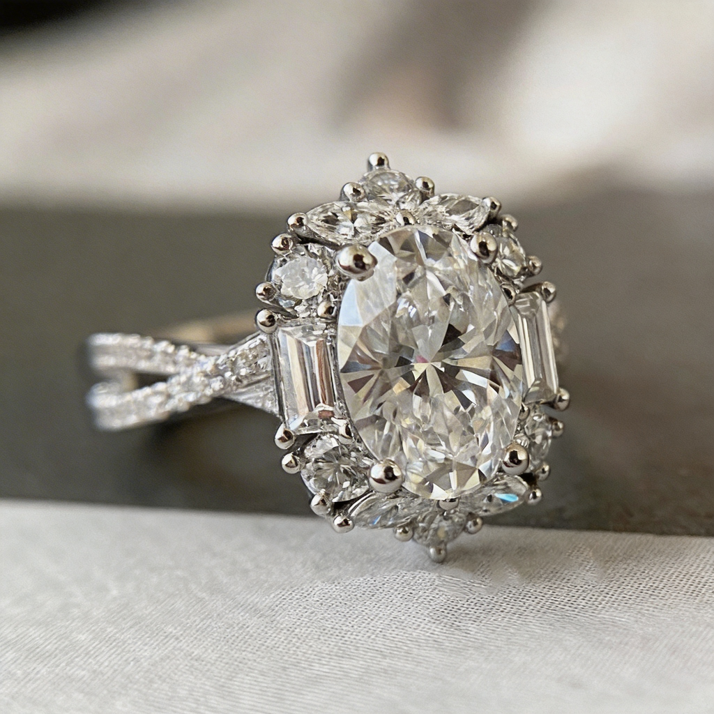 Rose Garden Oval Halo Radiance Ring