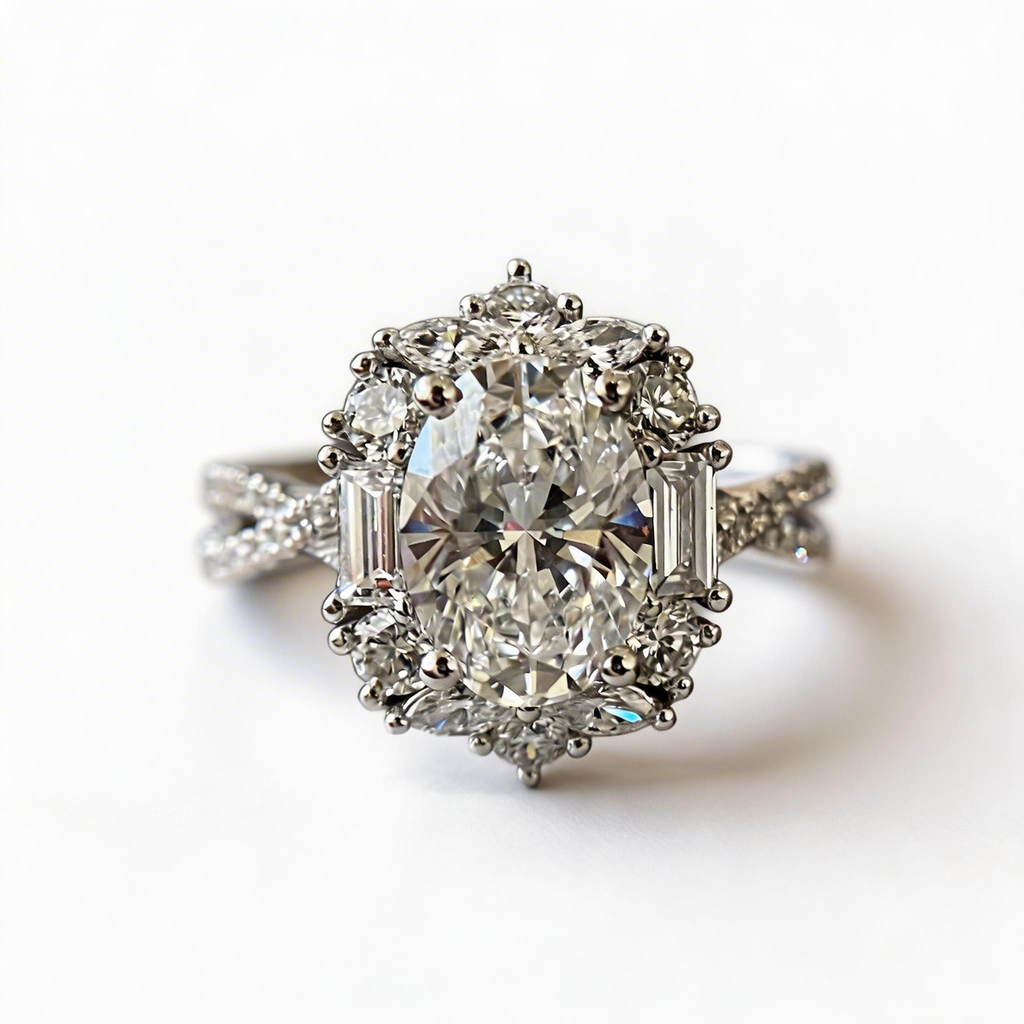 Rose Garden Oval Halo Radiance Ring