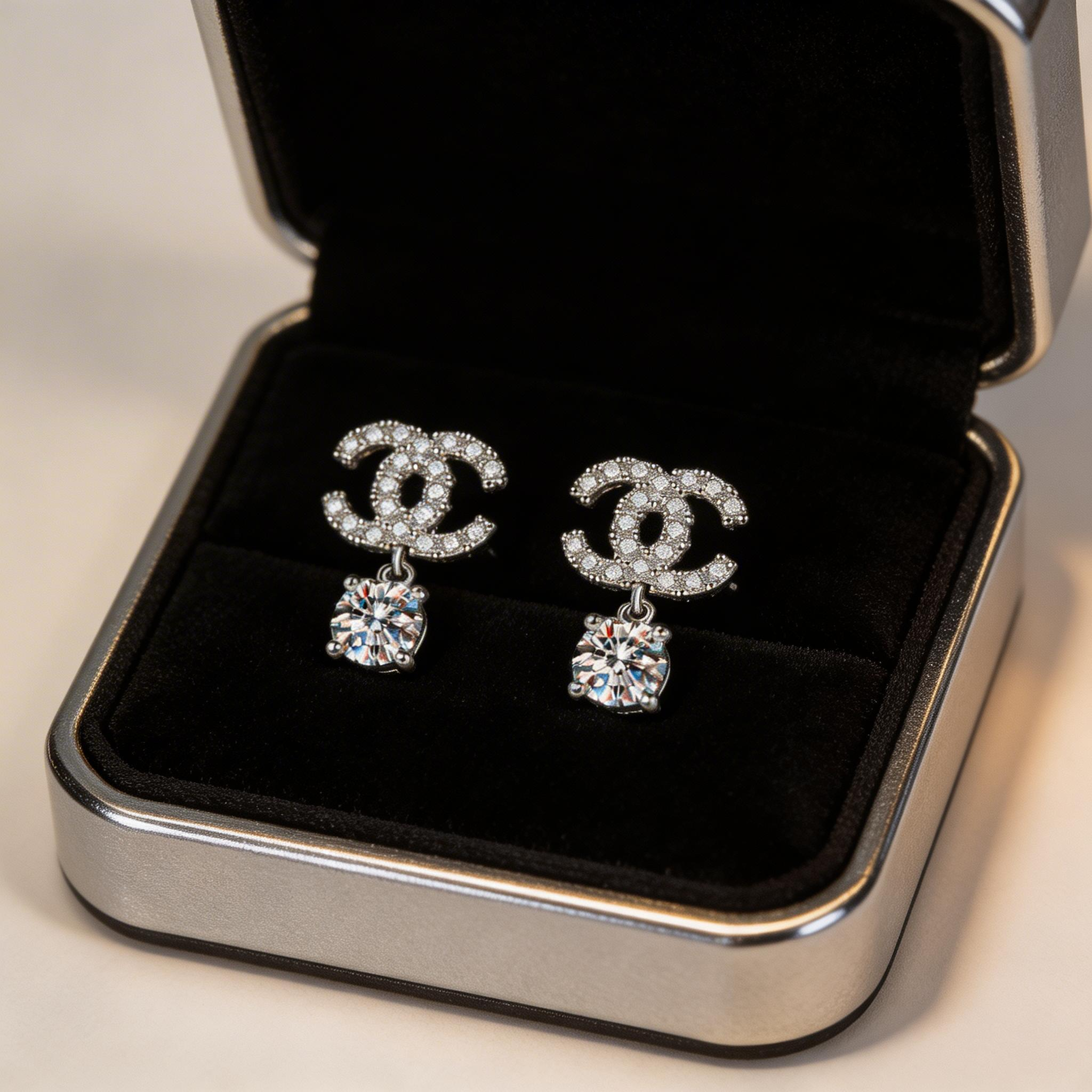 Icon Letter Drop Sparkle Stud Earrings