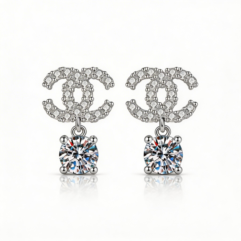 Icon Letter Drop Sparkle Stud Earrings