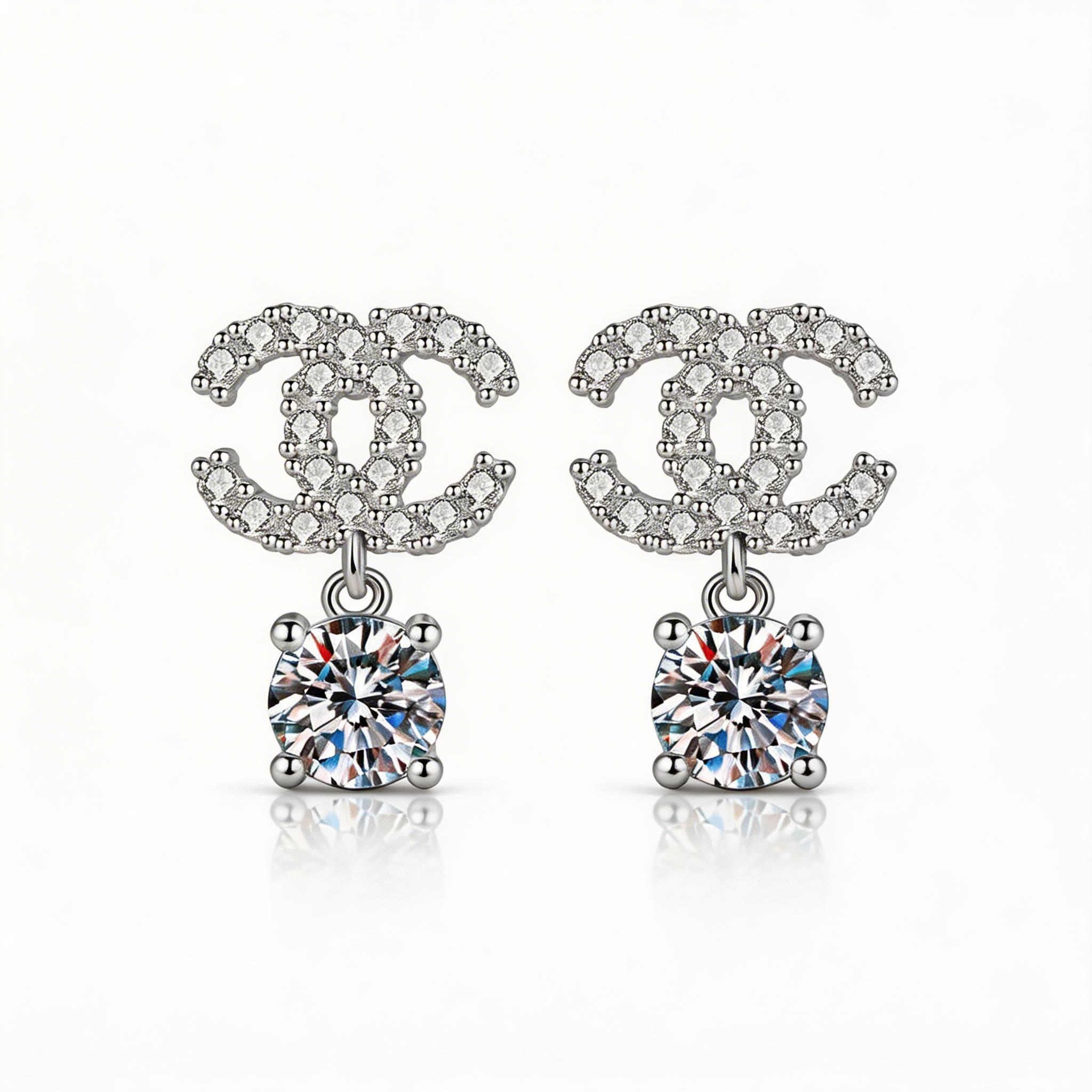 Icon Letter Drop Sparkle Stud Earrings