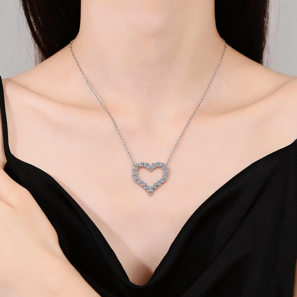 Heartline Halo Sparkle Pendant Necklace
