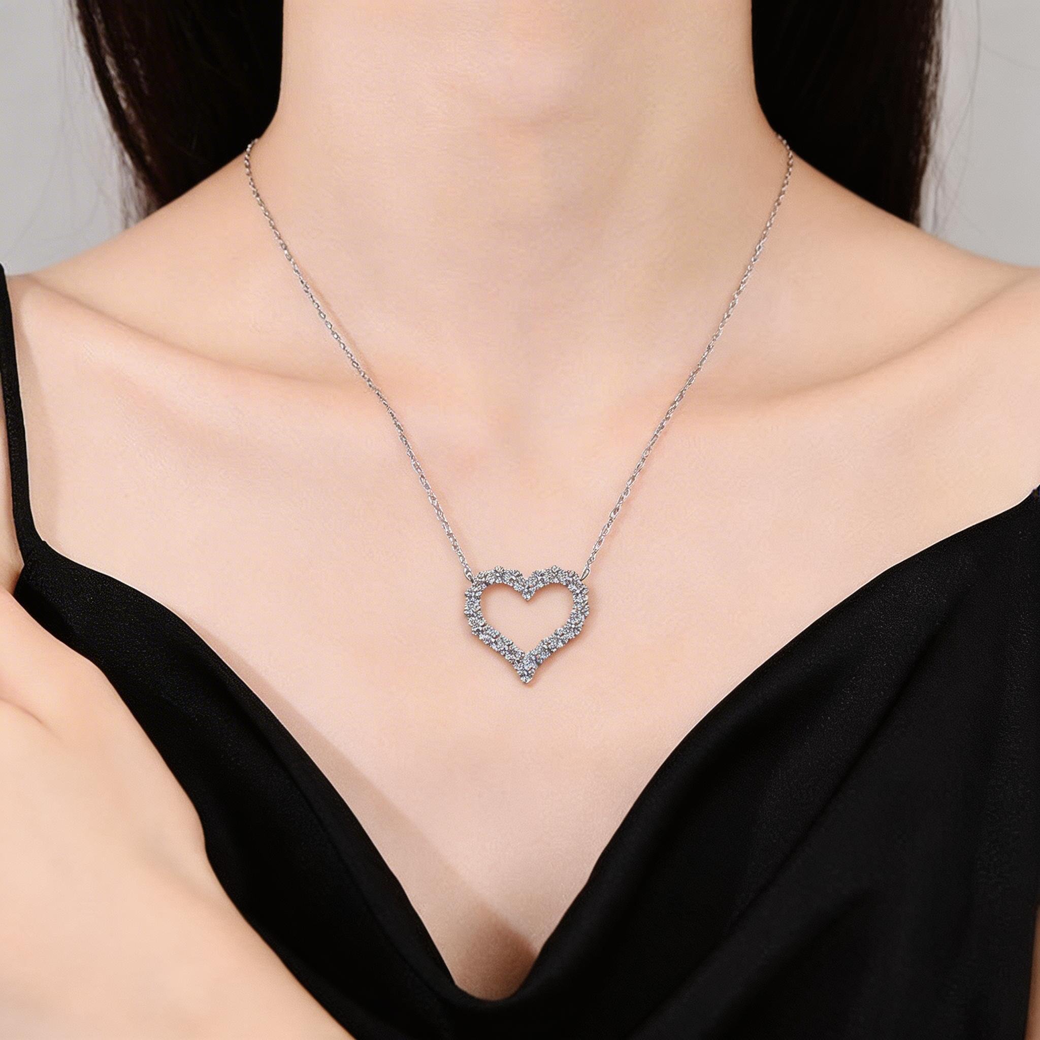 Heartline Halo Sparkle Pendant Necklace