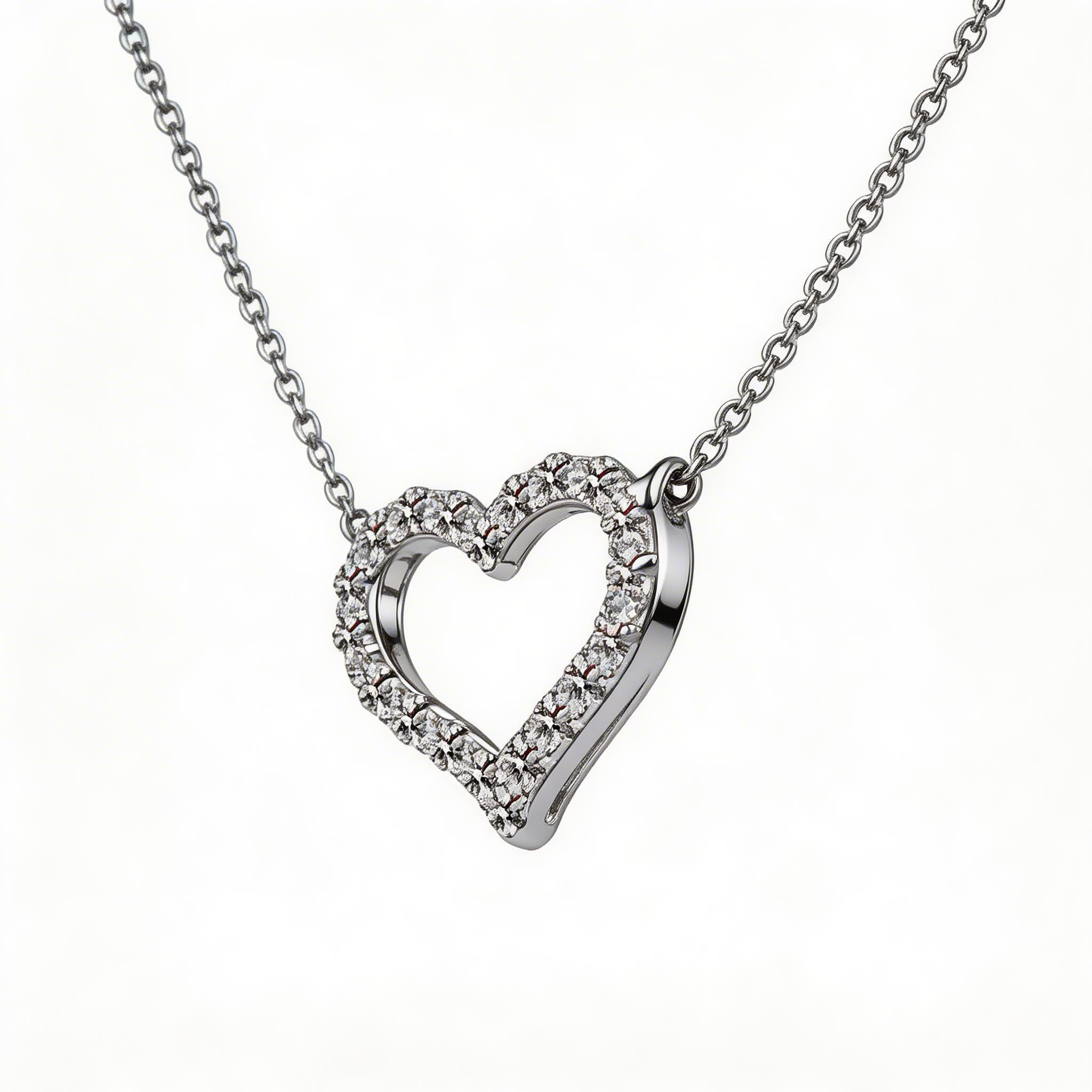 Heartline Halo Sparkle Pendant Necklace