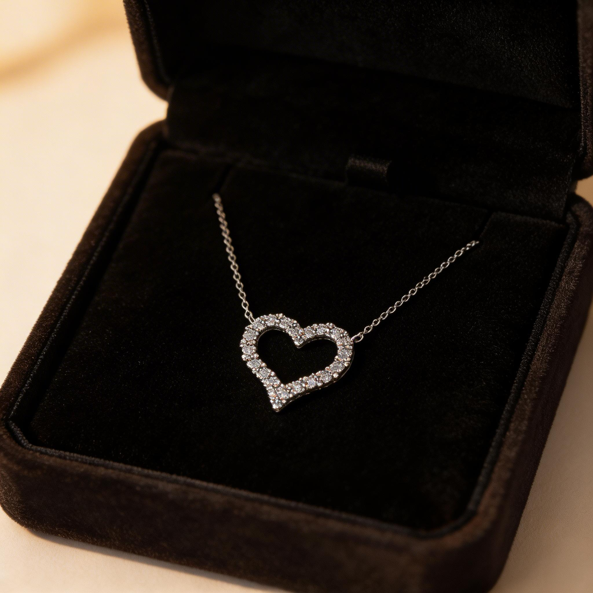 Heartline Halo Sparkle Pendant Necklace