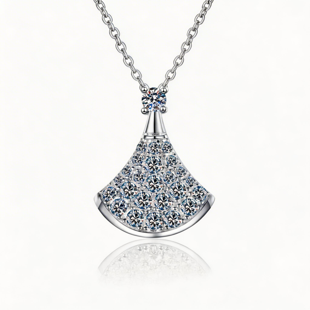 Ginkgo Fan Sparkle Pendant Necklace