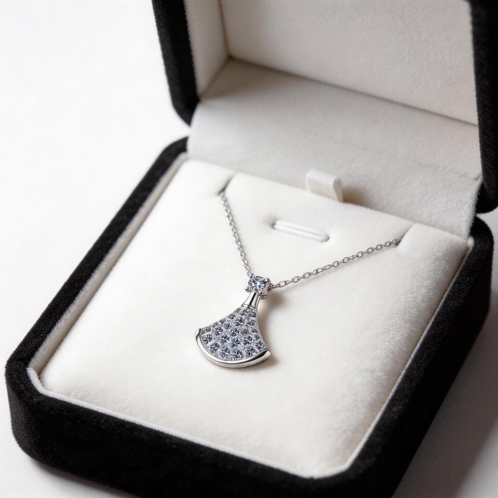 Ginkgo Fan Sparkle Pendant Necklace