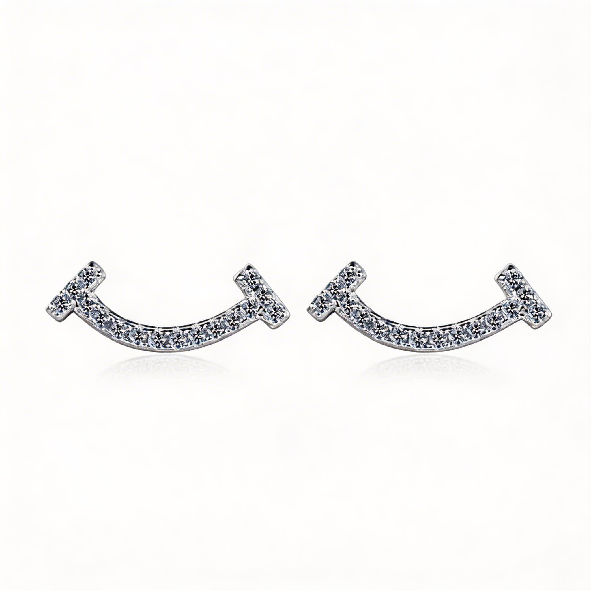 Smile Curve Sparkle Stud Earrings