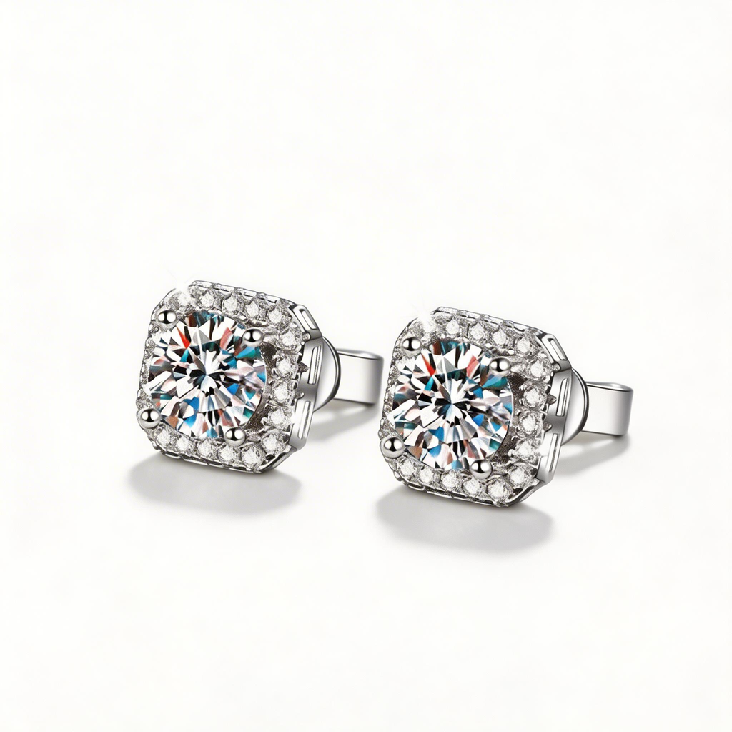 Cushion Halo Luxe Stud Earrings