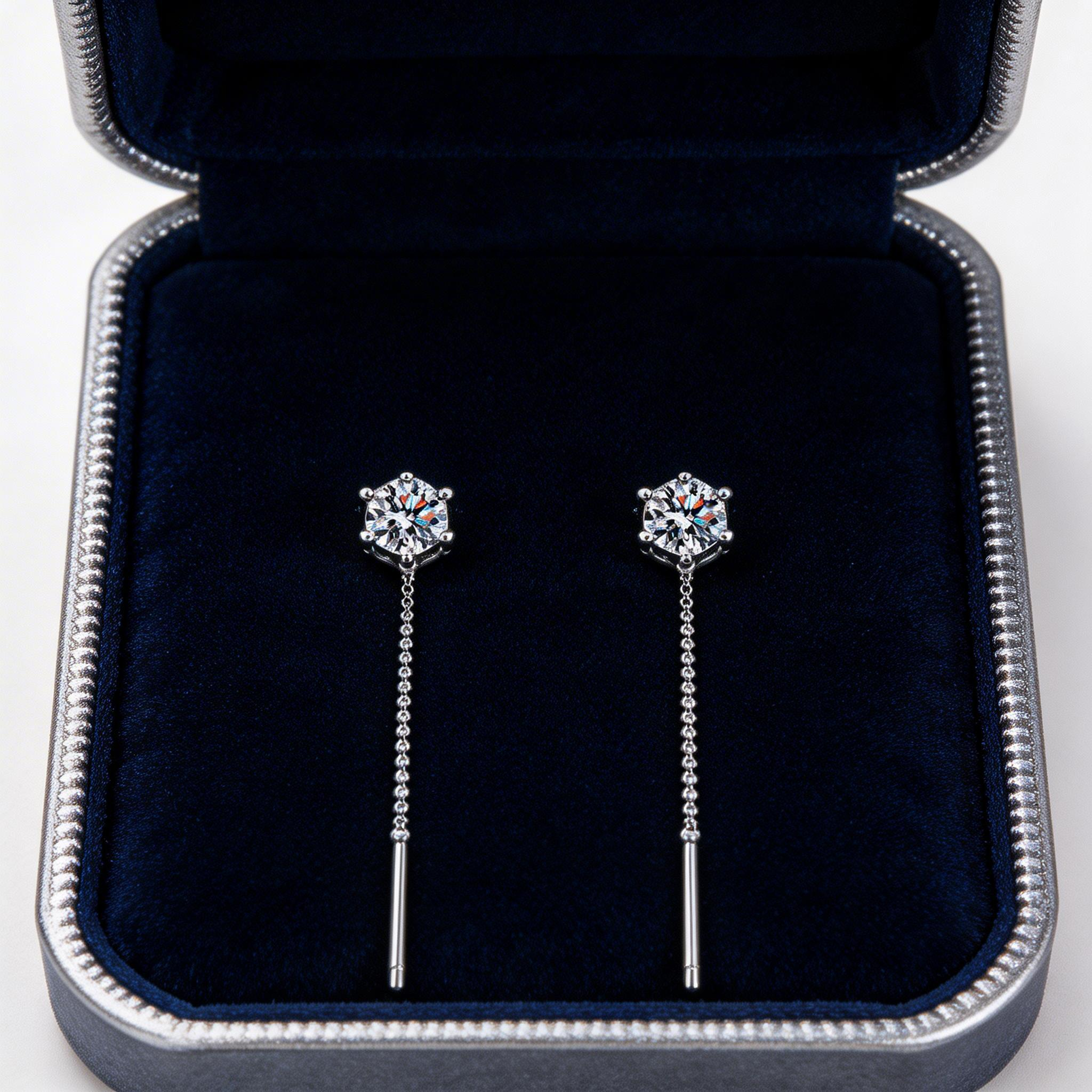 Threadline Solitaire Drop Earrings