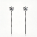 Threadline Solitaire Drop Earrings