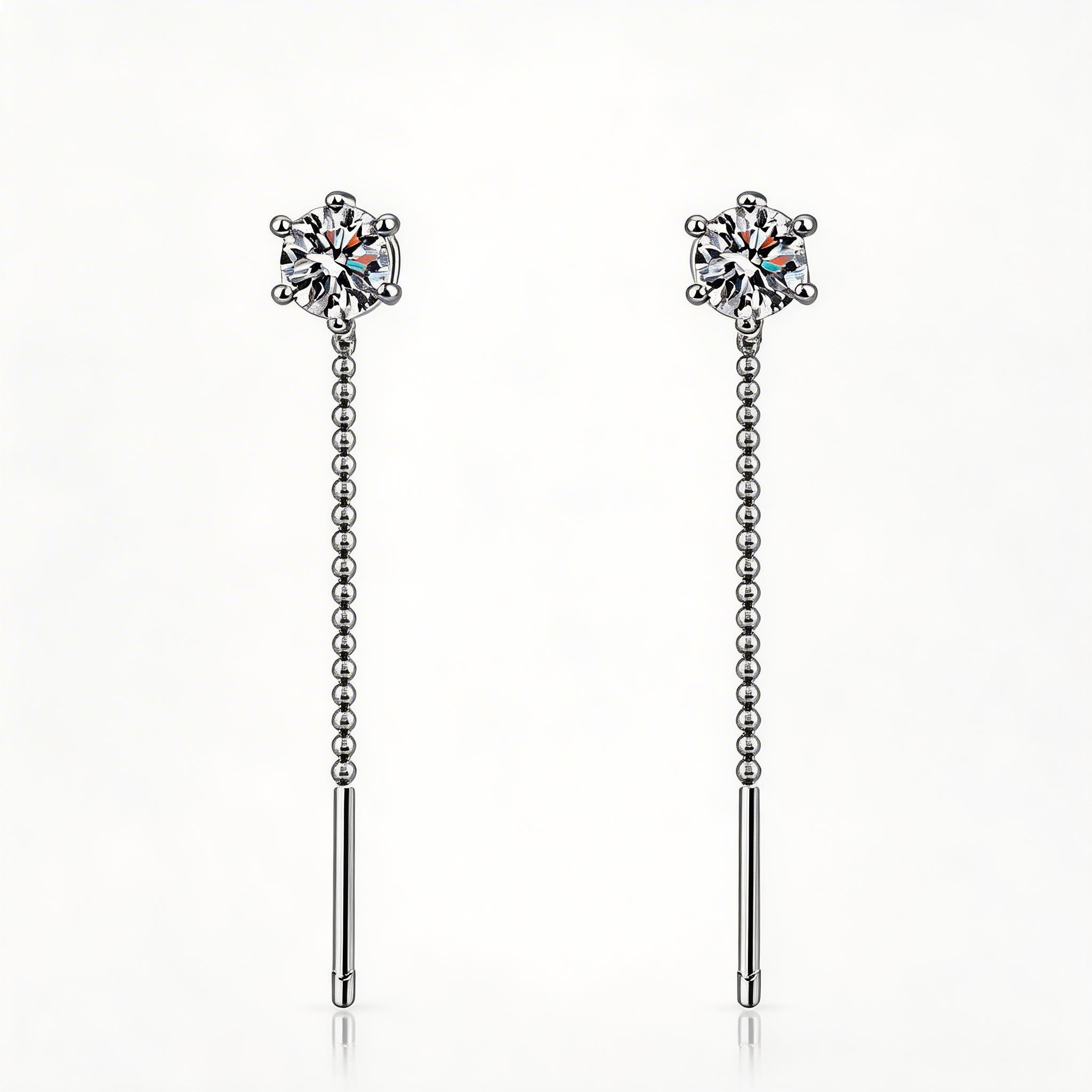 Threadline Solitaire Drop Earrings