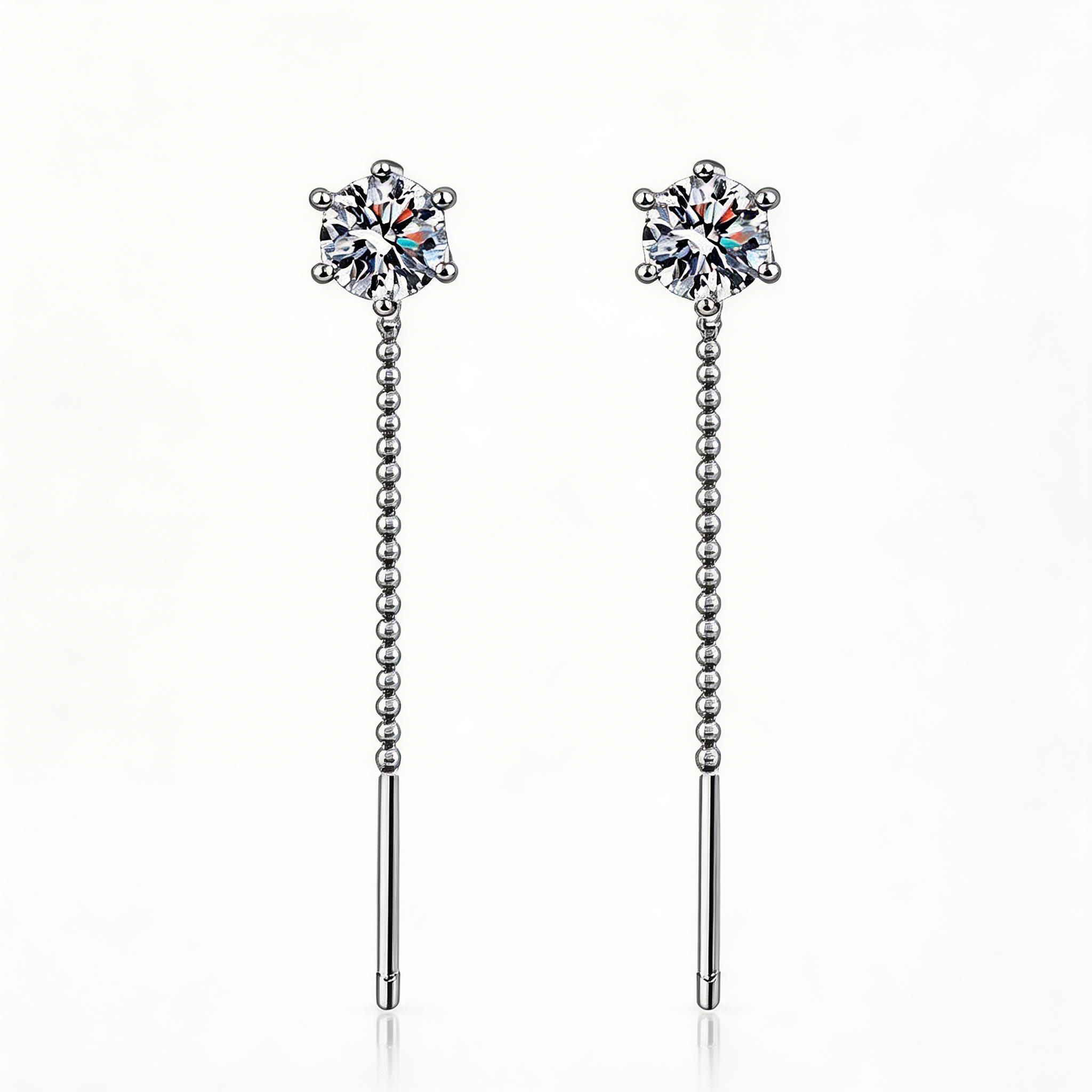 Threadline Solitaire Drop Earrings