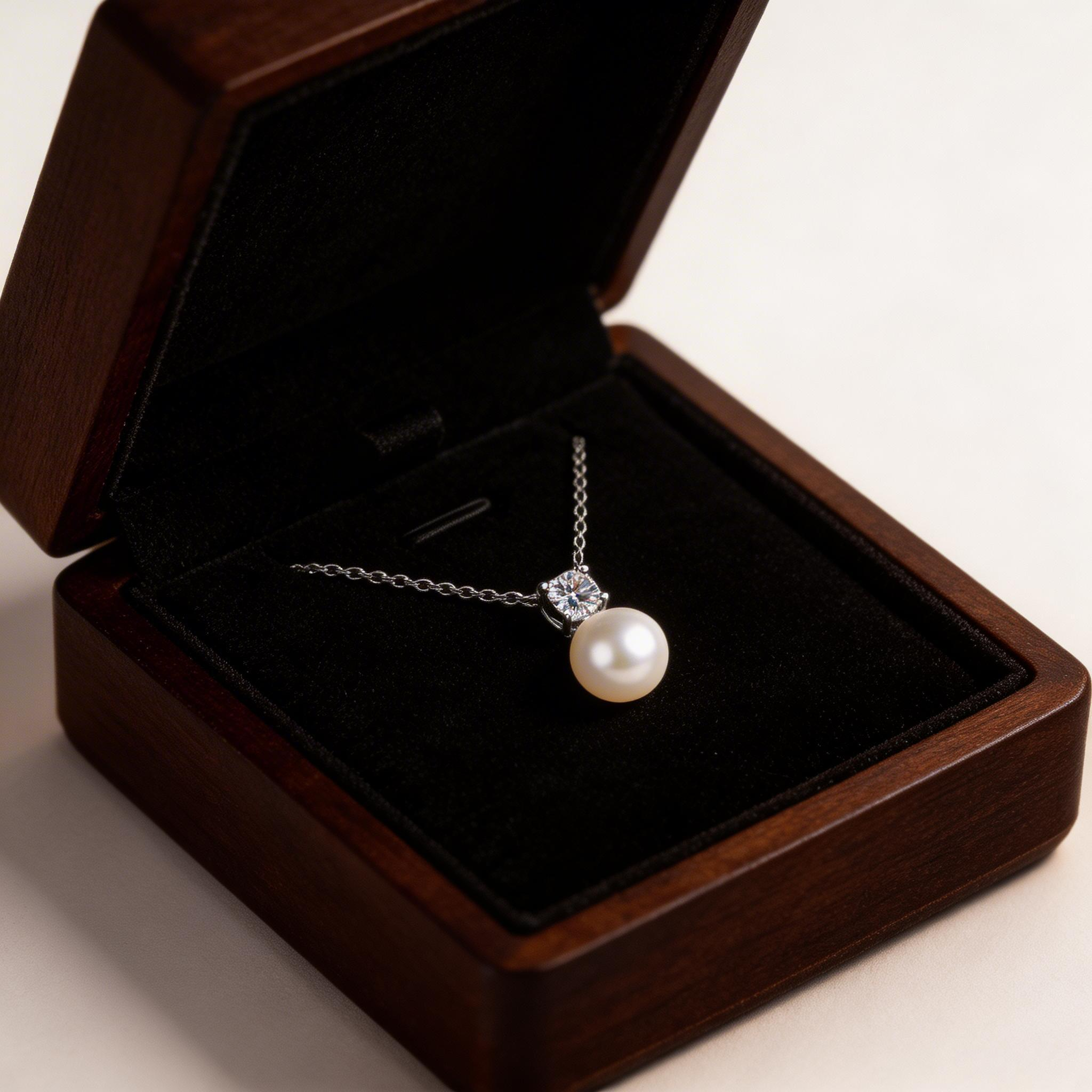 Pearl Drop Sparkle Pendant Necklace
