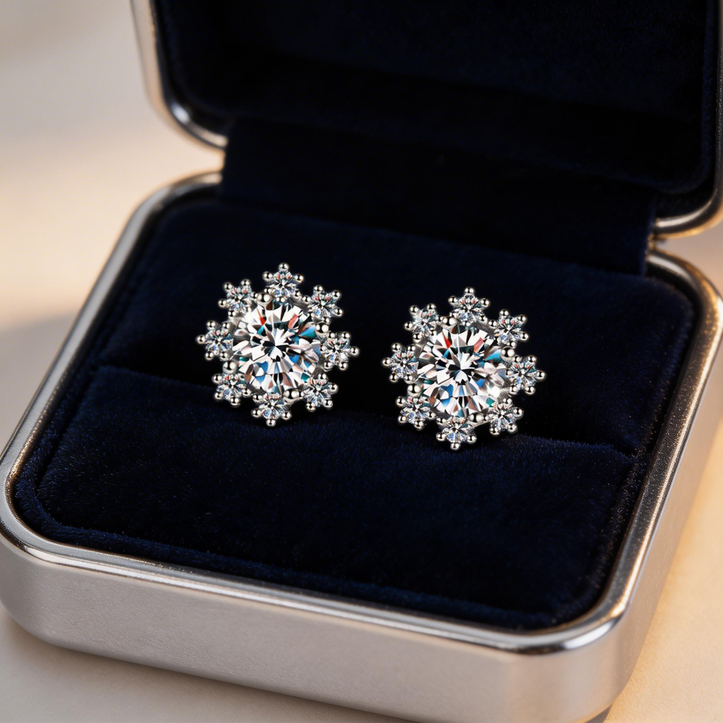 Snowflower Cluster Stud Earrings