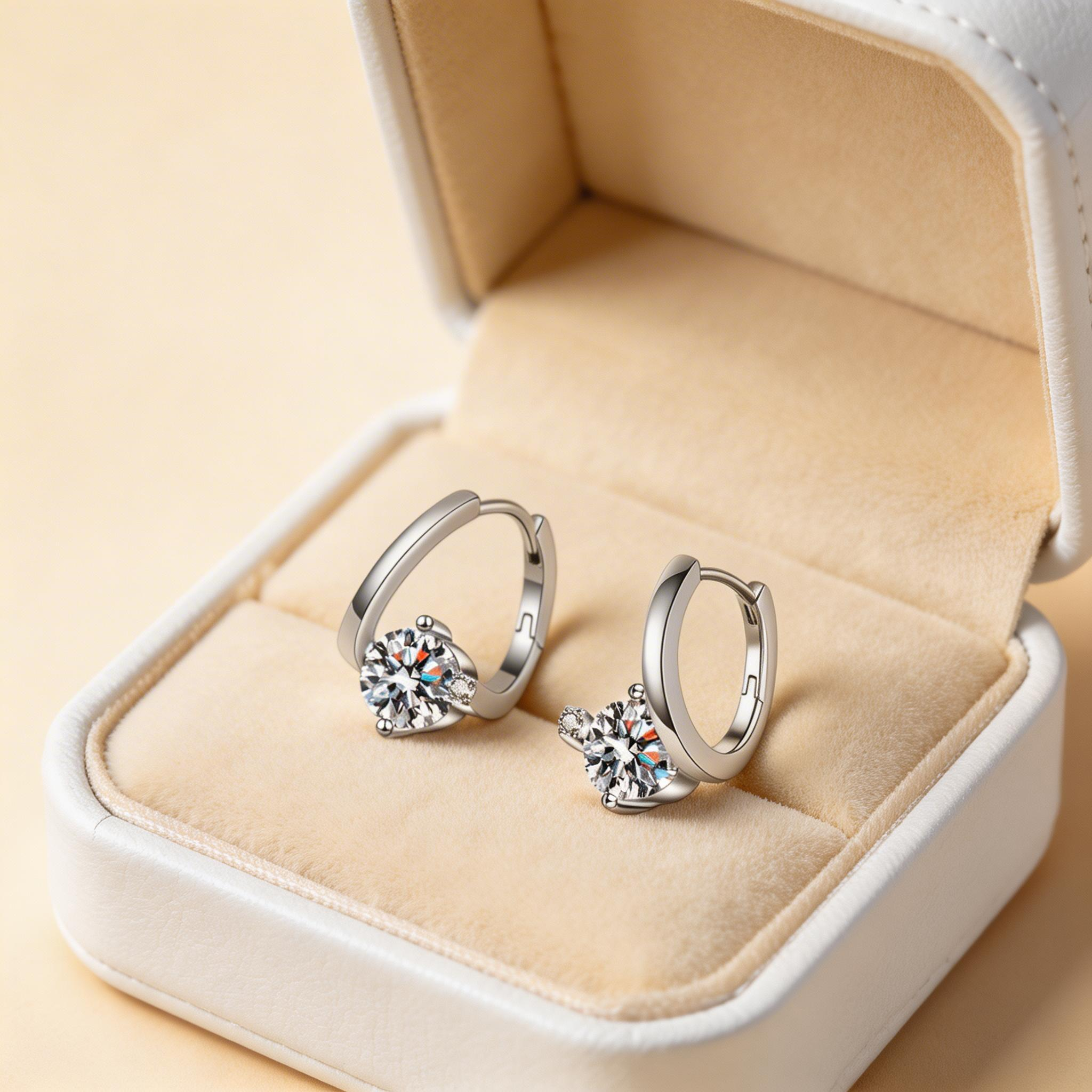 Solitaire Huggie Sparkle Hoop Earrings