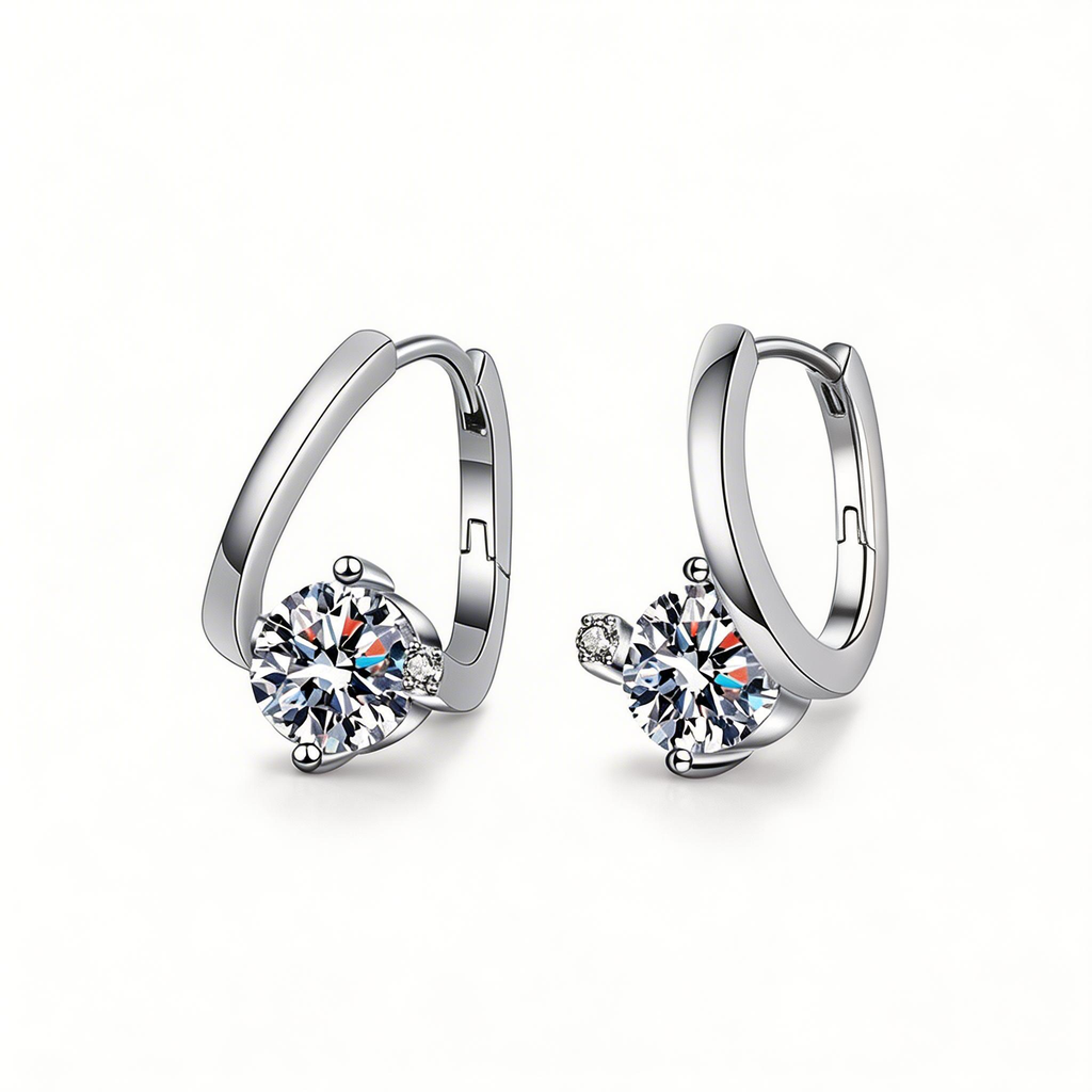 Solitaire Huggie Sparkle Hoop Earrings