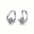 Solitaire Huggie Sparkle Hoop Earrings