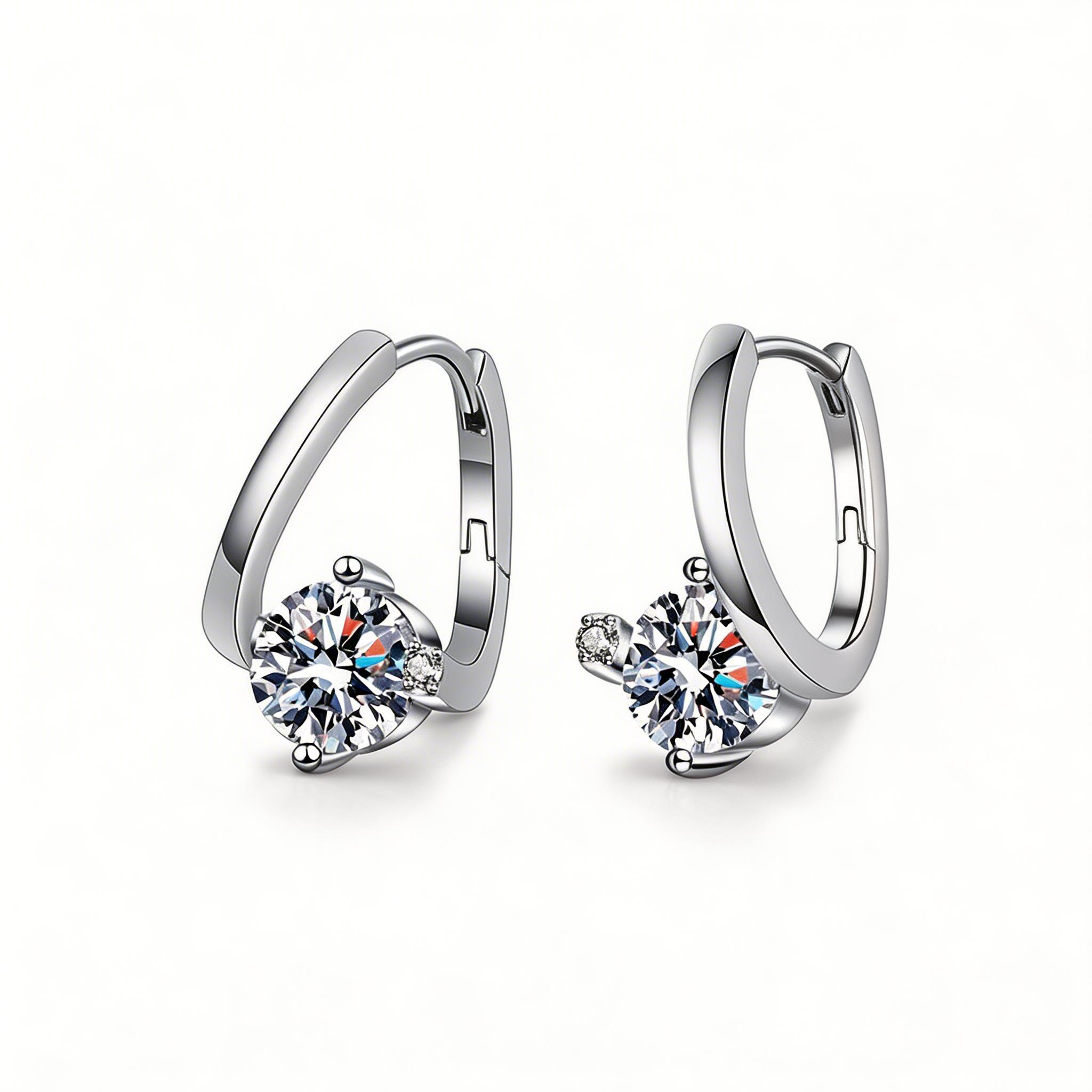 Solitaire Huggie Sparkle Hoop Earrings