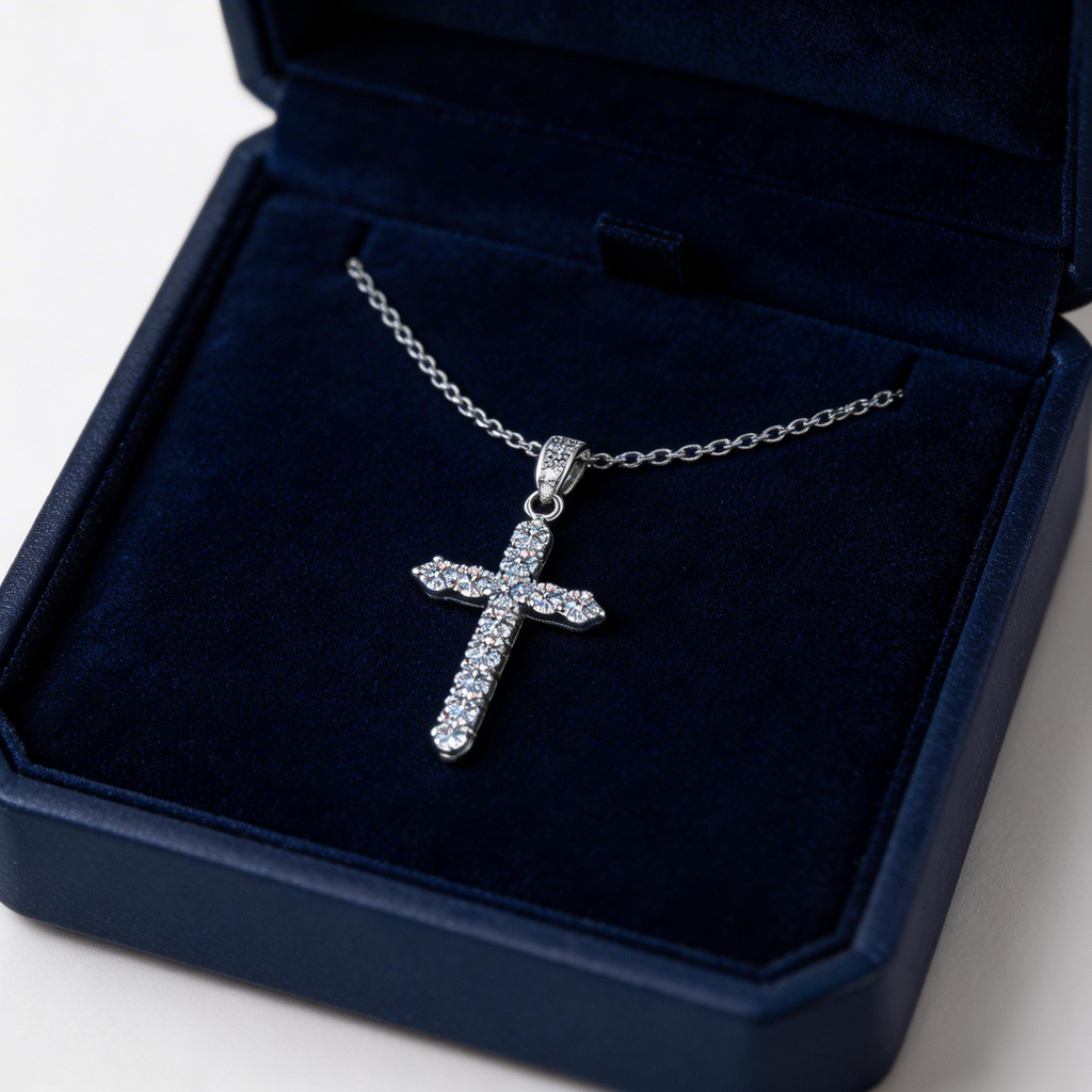 Crossline Sparkle Pendant Necklace