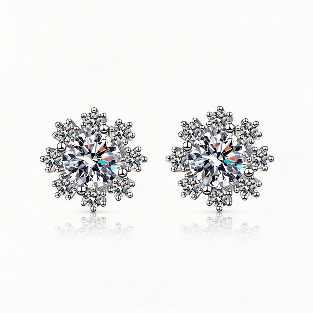 Snowflower Cluster Stud Earrings