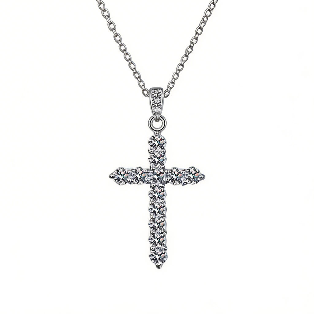 Crossline Sparkle Pendant Necklace
