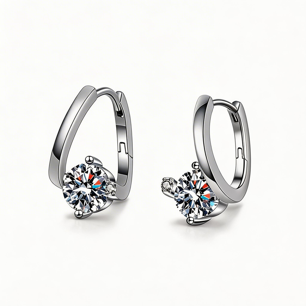 Solitaire Huggie Sparkle Hoop Earrings