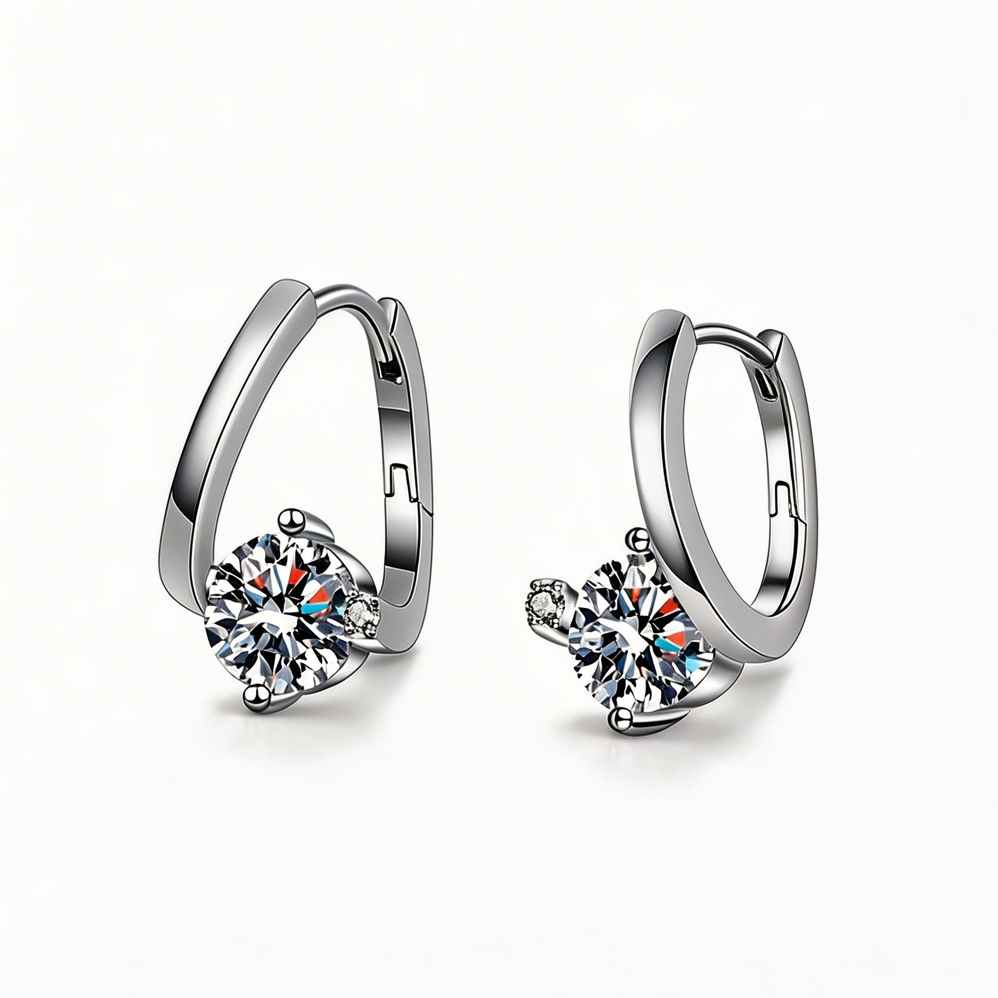 Solitaire Huggie Sparkle Hoop Earrings