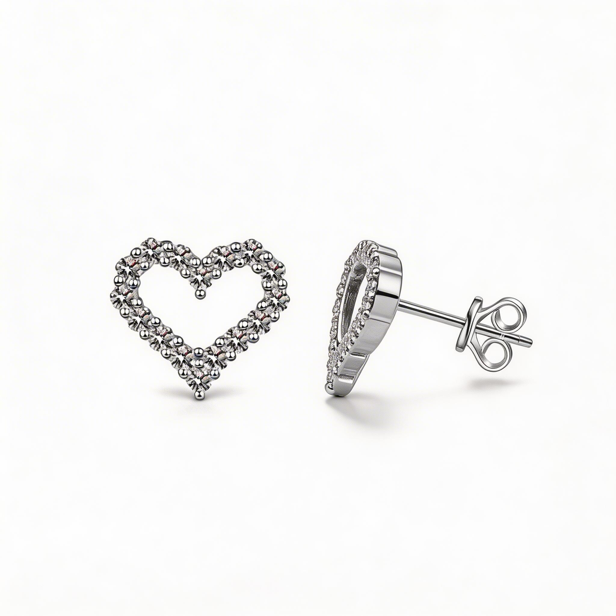 Open Heart Sparkle Stud Earrings