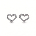 Open Heart Sparkle Stud Earrings