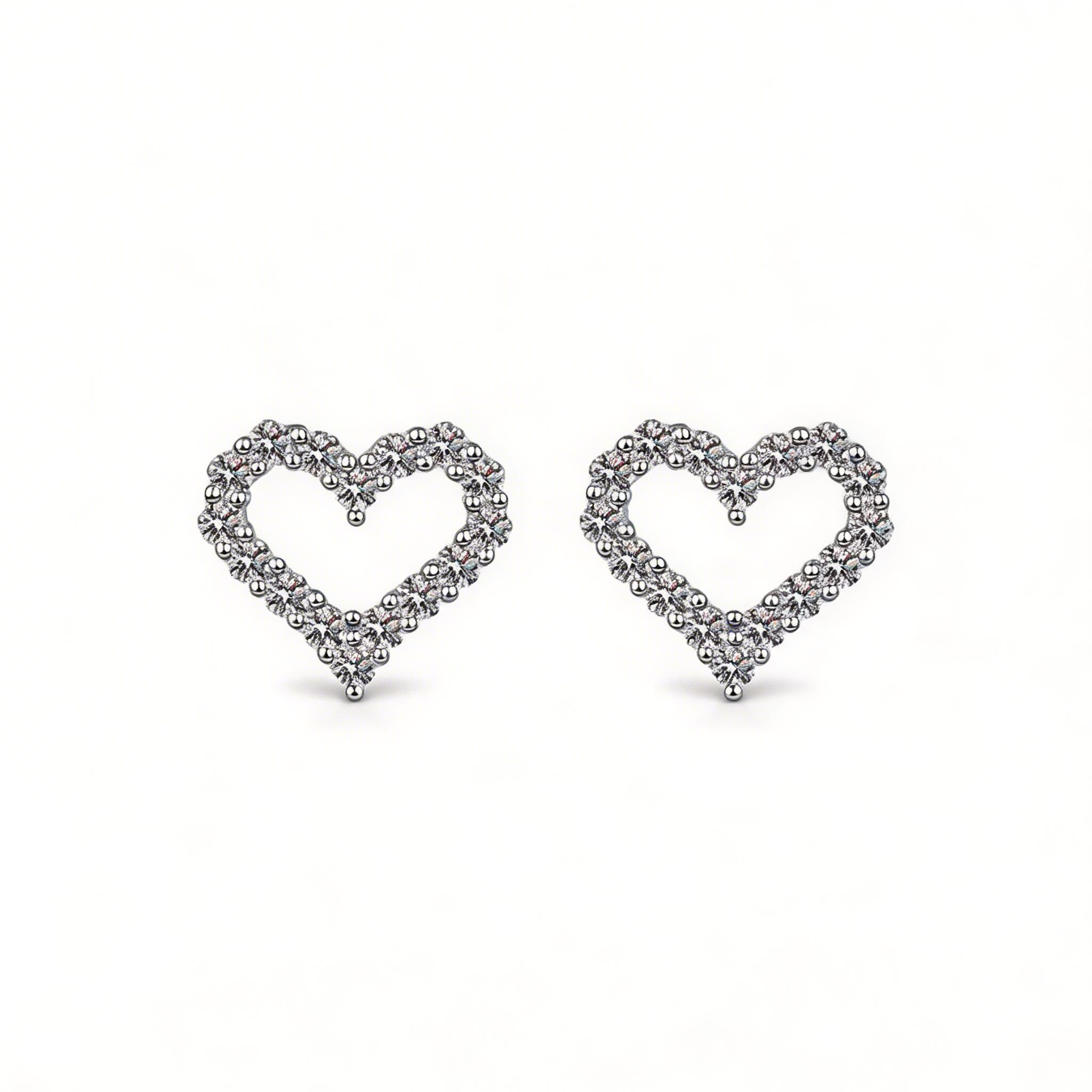Open Heart Sparkle Stud Earrings