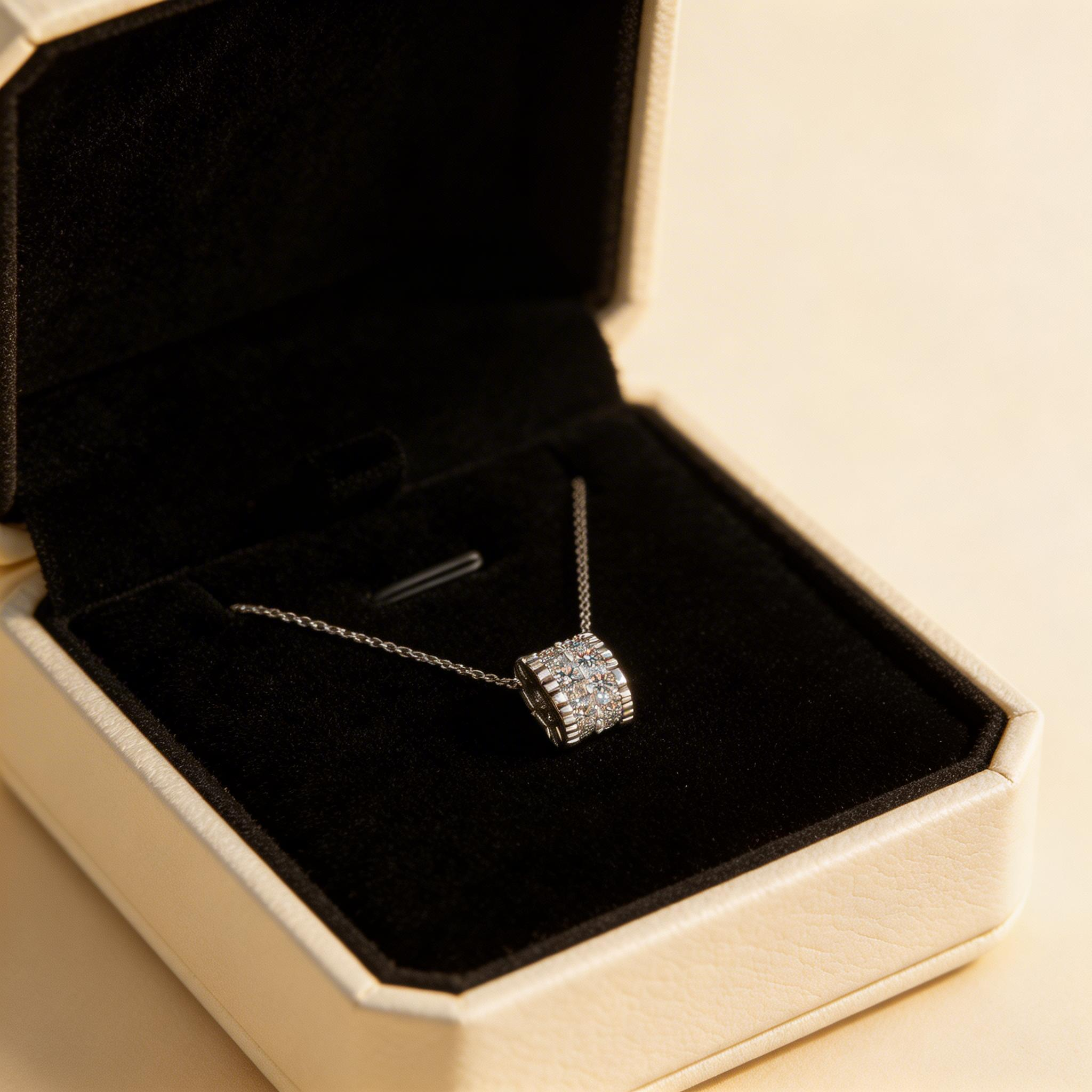 Crown Cushion Sparkle Pendant Necklace