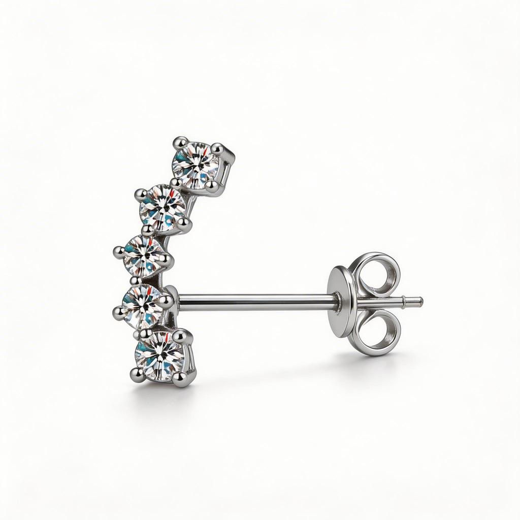 Crescent Leaf Sparkle Stud Earrings